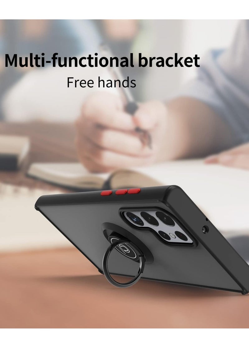 BORTONY Samsung Galaxy S25 Ultra Rotational Metal Ring Case Cover With Kickstand Shockproof Bumper Matte Finish  Case Anti Fingerprint Magnetic Car Mount Cover Samsung Galaxy S25 Ultra - Image 3