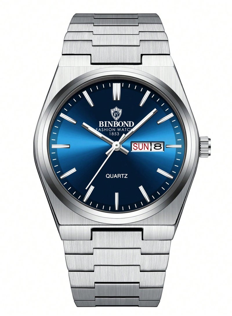 بينبوند ساعة BINBOND للرجال من الكوارتز الفاخرة ذات العلامة التجارية الأعلى ساعة أصلية للرجال مقاومة للماء ومضيئة وتاريخ الأسبوع من الفولاذ المقاوم للصدأ للرجال - Image 2