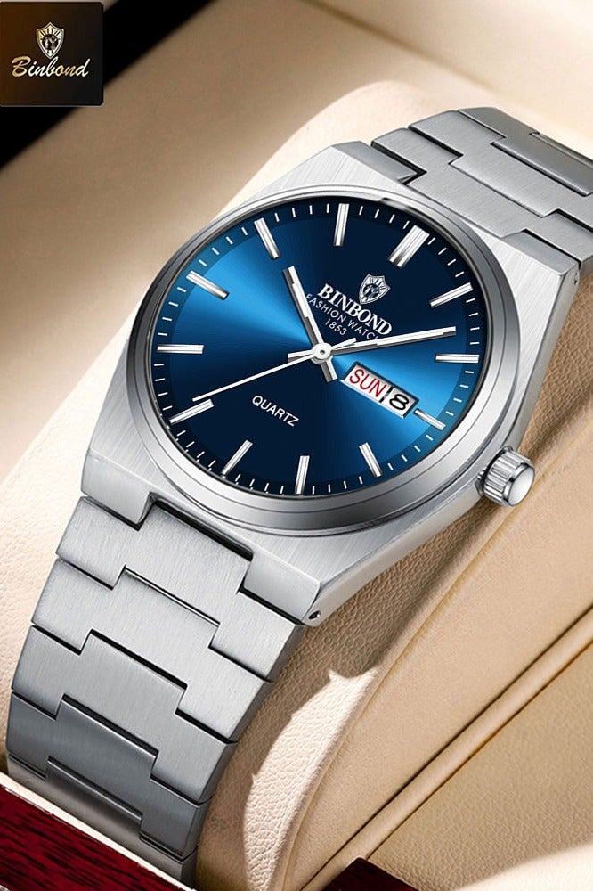 بينبوند ساعة BINBOND للرجال من الكوارتز الفاخرة ذات العلامة التجارية الأعلى ساعة أصلية للرجال مقاومة للماء ومضيئة وتاريخ الأسبوع من الفولاذ المقاوم للصدأ للرجال - Image 1