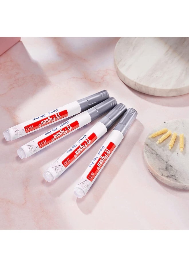 6 Pieces Tile Pen Wall Grout Restorer Pen Repair Marker Grout Filler Pen for Restoring Tile Grout Wall Floor Bathrooms and Kitchen (Silver)  - Image 1