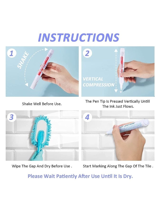 6 Pieces Tile Pen Wall Grout Restorer Pen Repair Marker Grout Filler Pen for Restoring Tile Grout Wall Floor Bathrooms and Kitchen (Silver)  - Image 2
