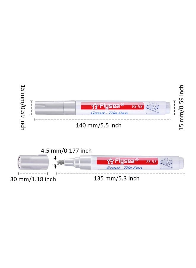 6 Pieces Tile Pen Wall Grout Restorer Pen Repair Marker Grout Filler Pen for Restoring Tile Grout Wall Floor Bathrooms and Kitchen (Silver)  - Image 4