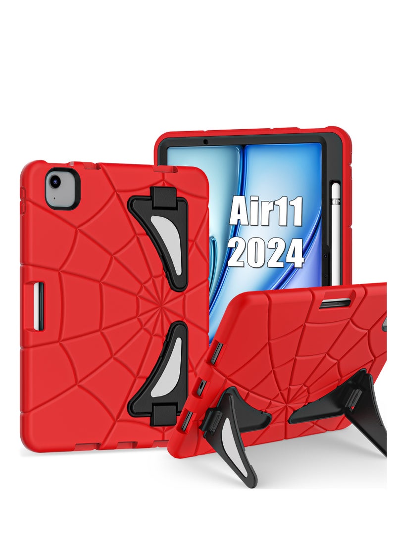 Spider Style Case Compatible for iPad Air 11 inch M2 2024 /iPad  Air 11 inch M3 2025 Shockproof Protective Cover with Pencil Holder Kickstand for Kids Children - Image 1