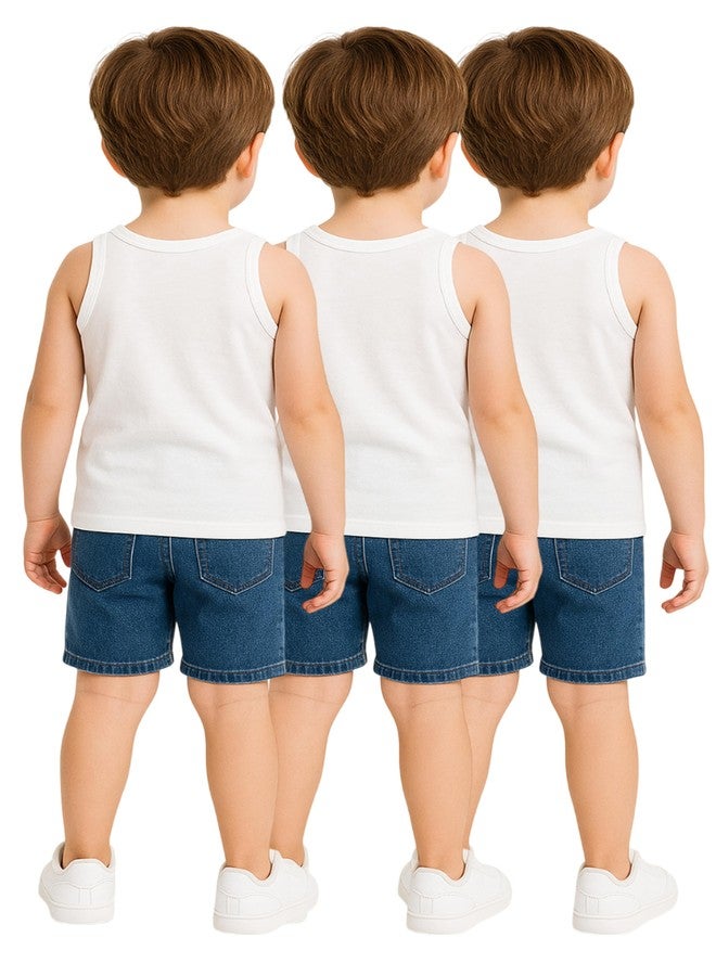Kidbee Cotton Sleeveless Vest for Baby Boys & Girls | Soft Breathable Innerwear (in, Age, 13 Years, 14 Years, Regular, 3pc-White-VST-445) - Image 2