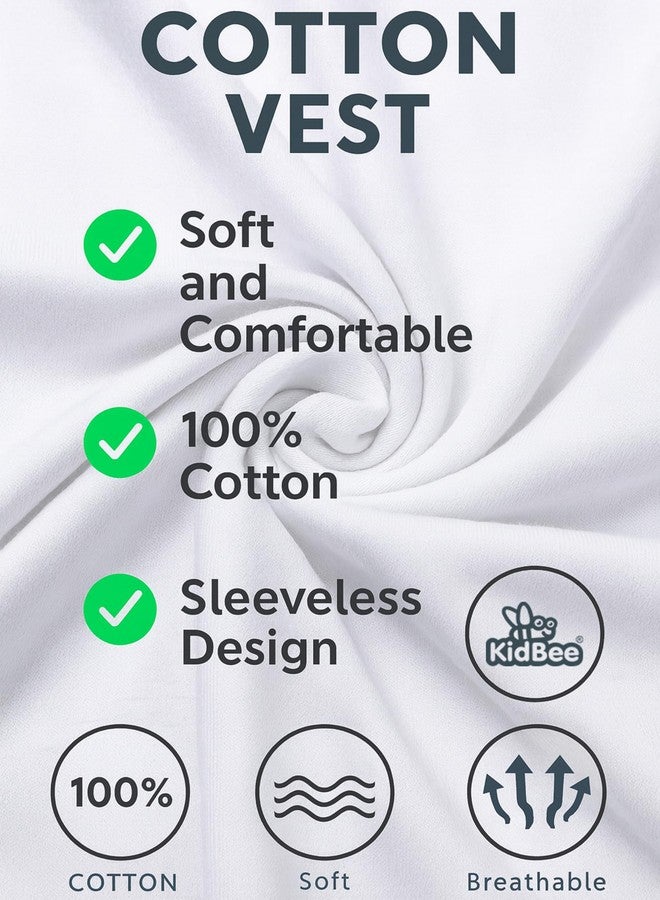Kidbee Cotton Sleeveless Vest for Baby Boys & Girls | Soft Breathable Innerwear (in, Age, 13 Years, 14 Years, Regular, 3pc-White-VST-445) - Image 4