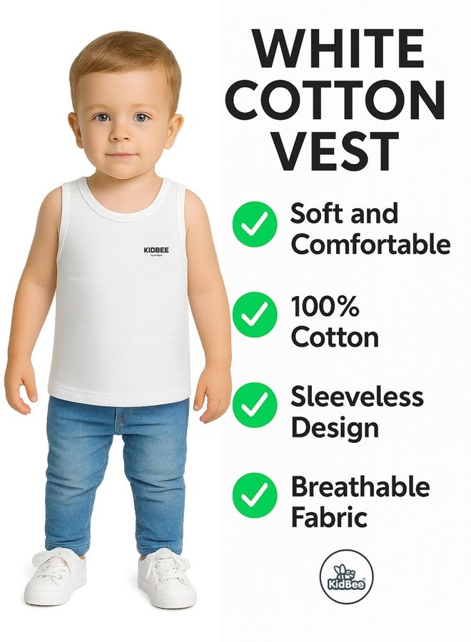 Kidbee Cotton Sleeveless Vest for Baby Boys & Girls | Soft Breathable Innerwear (in, Age, 13 Years, 14 Years, Regular, 3pc-White-VST-445) - Image 3