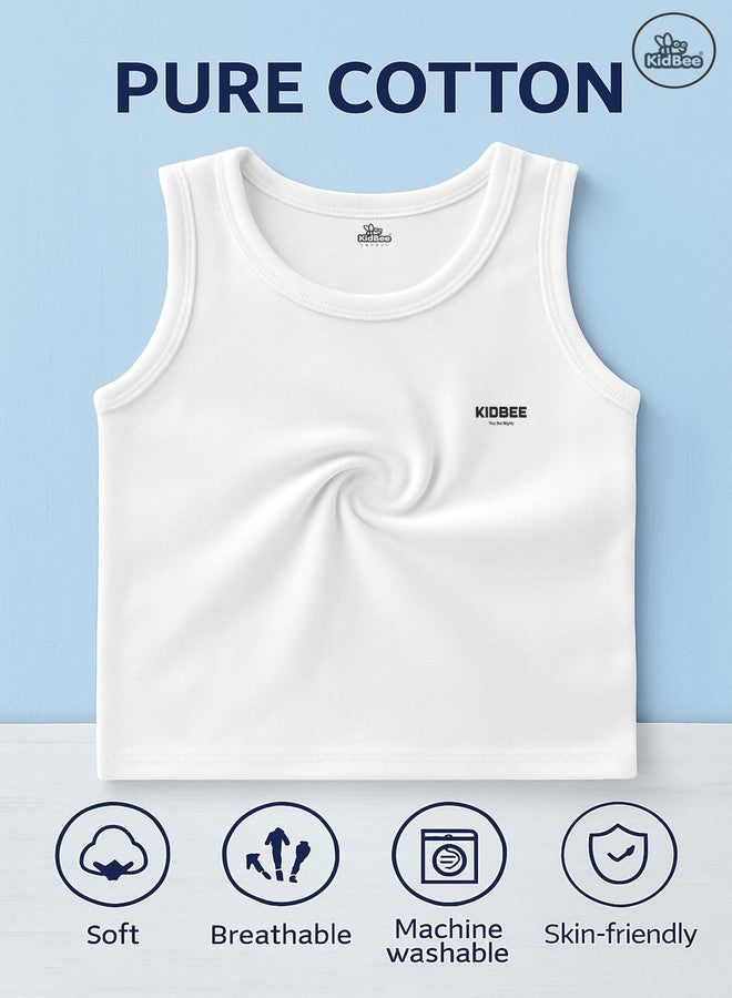 Kidbee Cotton Sleeveless Vest for Baby Boys & Girls | Soft Breathable Innerwear (in, Age, 13 Years, 14 Years, Regular, 3pc-White-VST-445) - Image 5