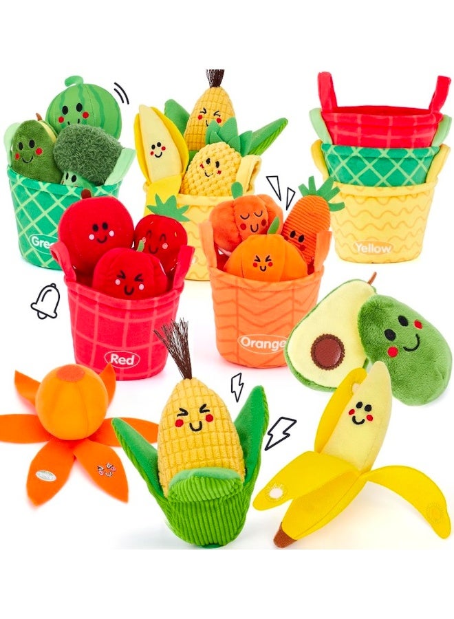 SUZZ Baby Sensory Toys - 16PCS Fruit Vegetable Color Sorting Play Food with Crinkle, Rattle, Baby Toys 6-12 Months Montessori Toys for 1 Year Old Boy Girl Birthday Gifts - Image 1