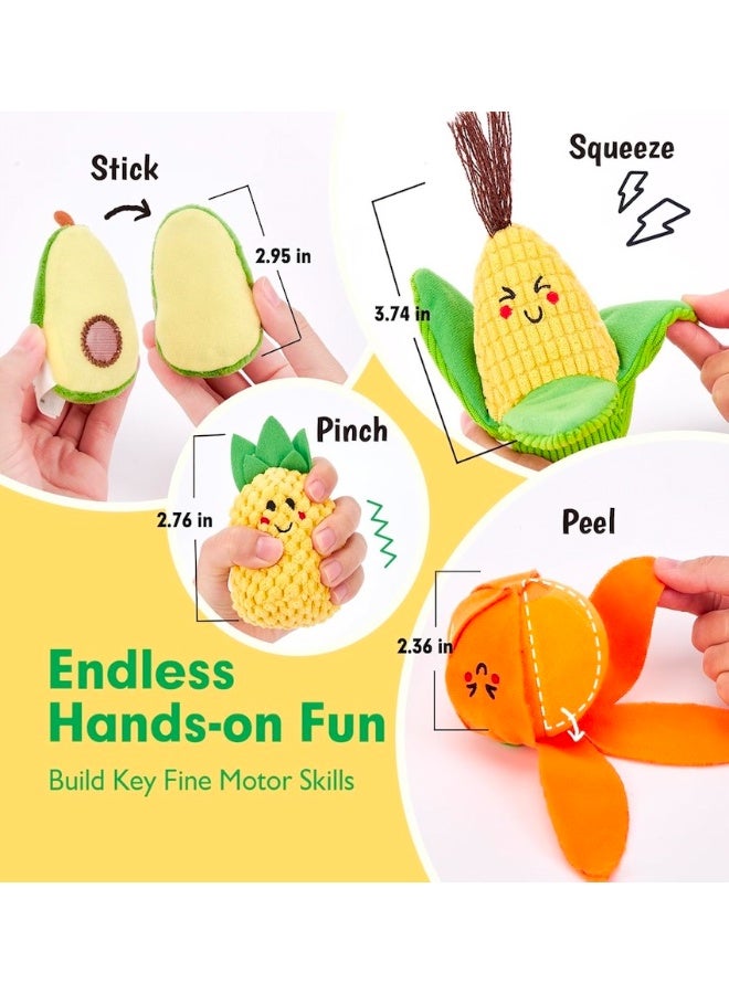 SUZZ Baby Sensory Toys - 16PCS Fruit Vegetable Color Sorting Play Food with Crinkle, Rattle, Baby Toys 6-12 Months Montessori Toys for 1 Year Old Boy Girl Birthday Gifts - Image 3