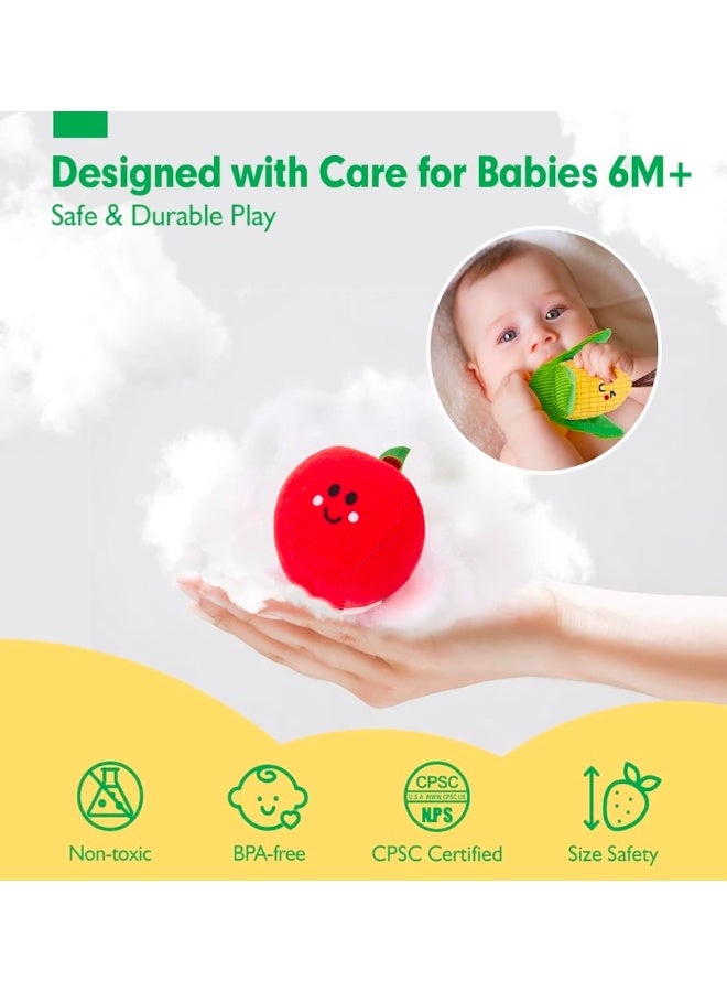 SUZZ Baby Sensory Toys - 16PCS Fruit Vegetable Color Sorting Play Food with Crinkle, Rattle, Baby Toys 6-12 Months Montessori Toys for 1 Year Old Boy Girl Birthday Gifts - Image 5
