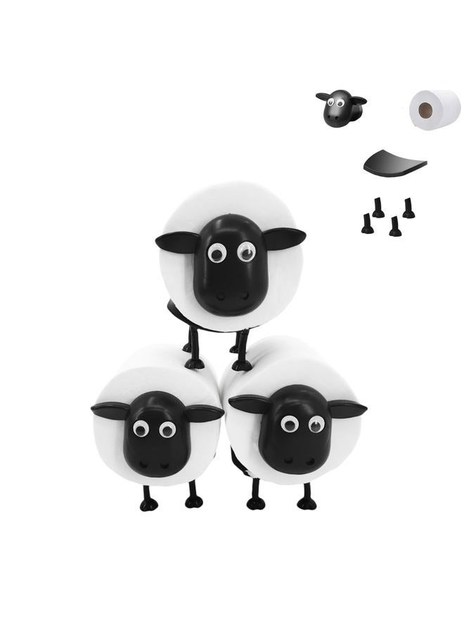 BOALORD 3-Pack Sheep Toilet Paper Roll Holder Set, OPP Packaging - Cute Bathroom Organizer with Adorable Design - Image 1