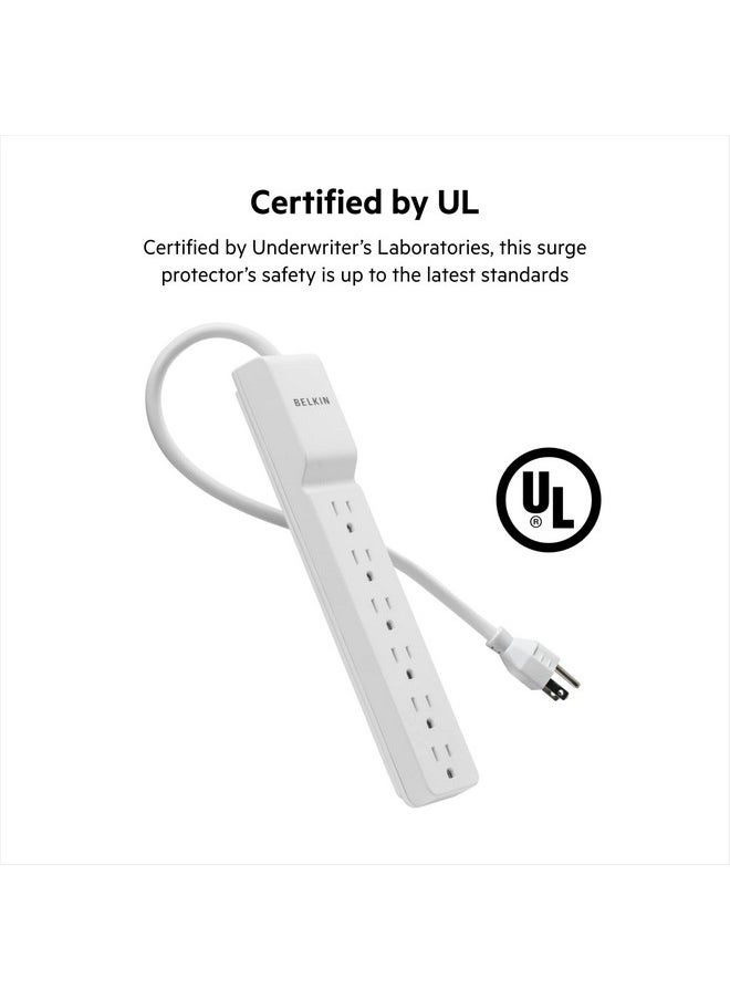 6Outlet Power Strip, Compact Surge Protector With 6 Ac Outlets & 10Ft Cord, Rotating Plug, Overload And Overvoltage Protection For Personal Electronics, Small Appliances, & More 1,080 Joules