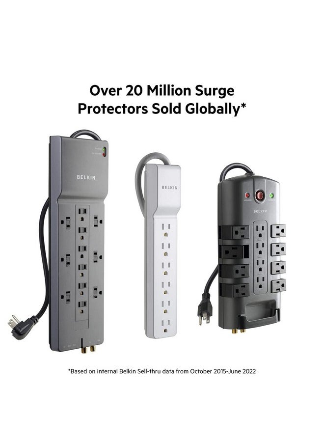 6Outlet Power Strip, Compact Surge Protector With 6 Ac Outlets & 10Ft Cord, Rotating Plug, Overload And Overvoltage Protection For Personal Electronics, Small Appliances, & More 1,080 Joules
