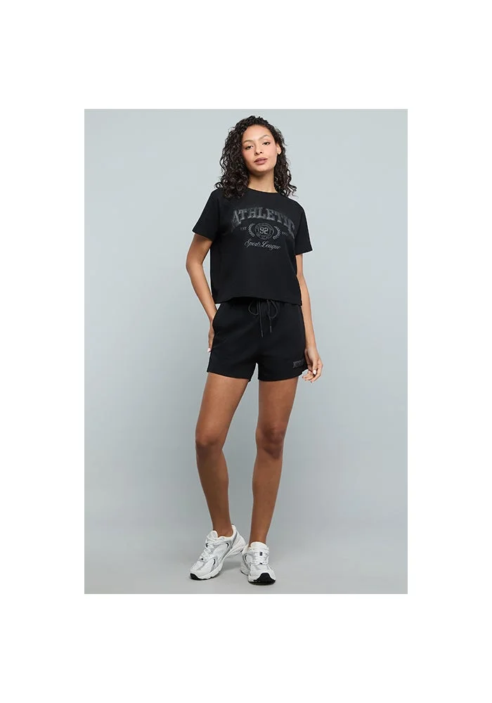 R&b Embossed Print T-Shirt with Crew Neck and Short Sleeves