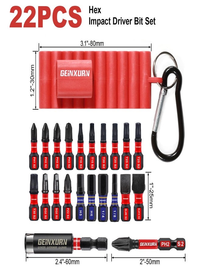 Geinxurn 22 Pieces Multi Impact Screwdriver Bits Set,Magnetic S2 Steel Insert Power Bits with Organizer Sleeve and Storage Strip - Image 2