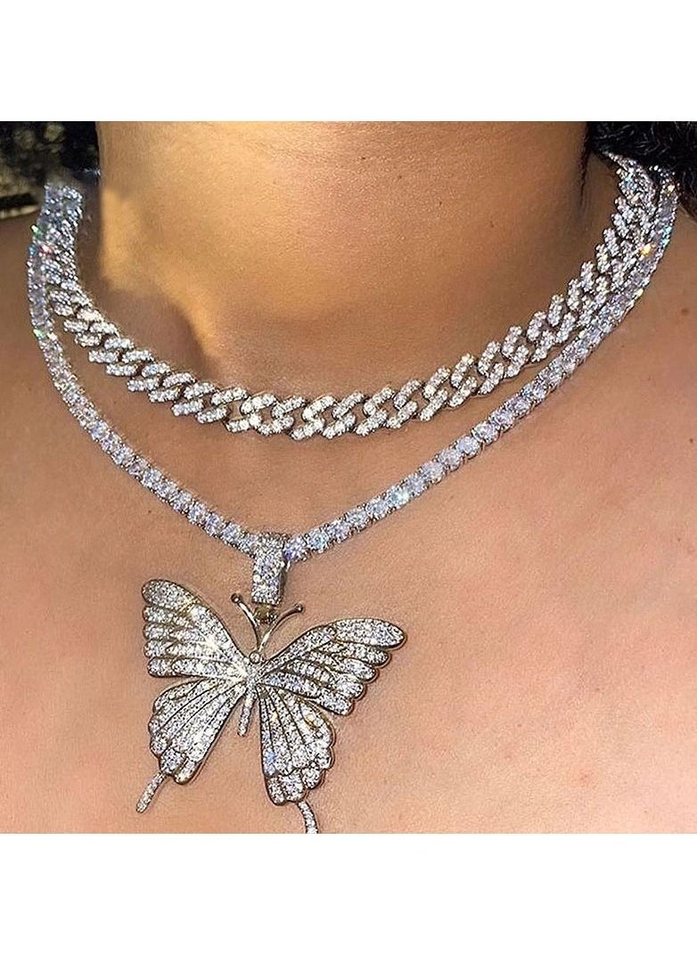 Satinior - Double Layer Large Butterfly Necklace - Image 1