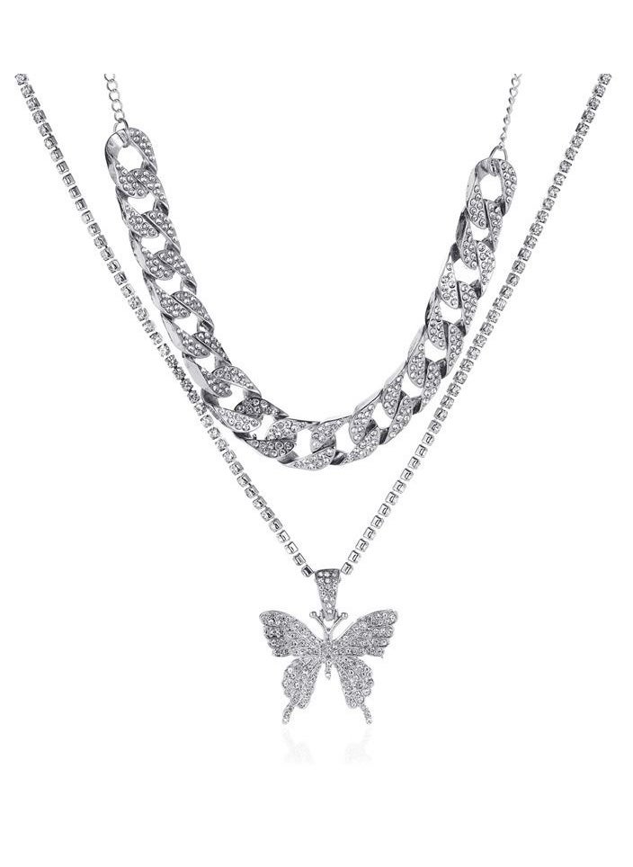 Satinior - Double Layer Large Butterfly Necklace - Image 1