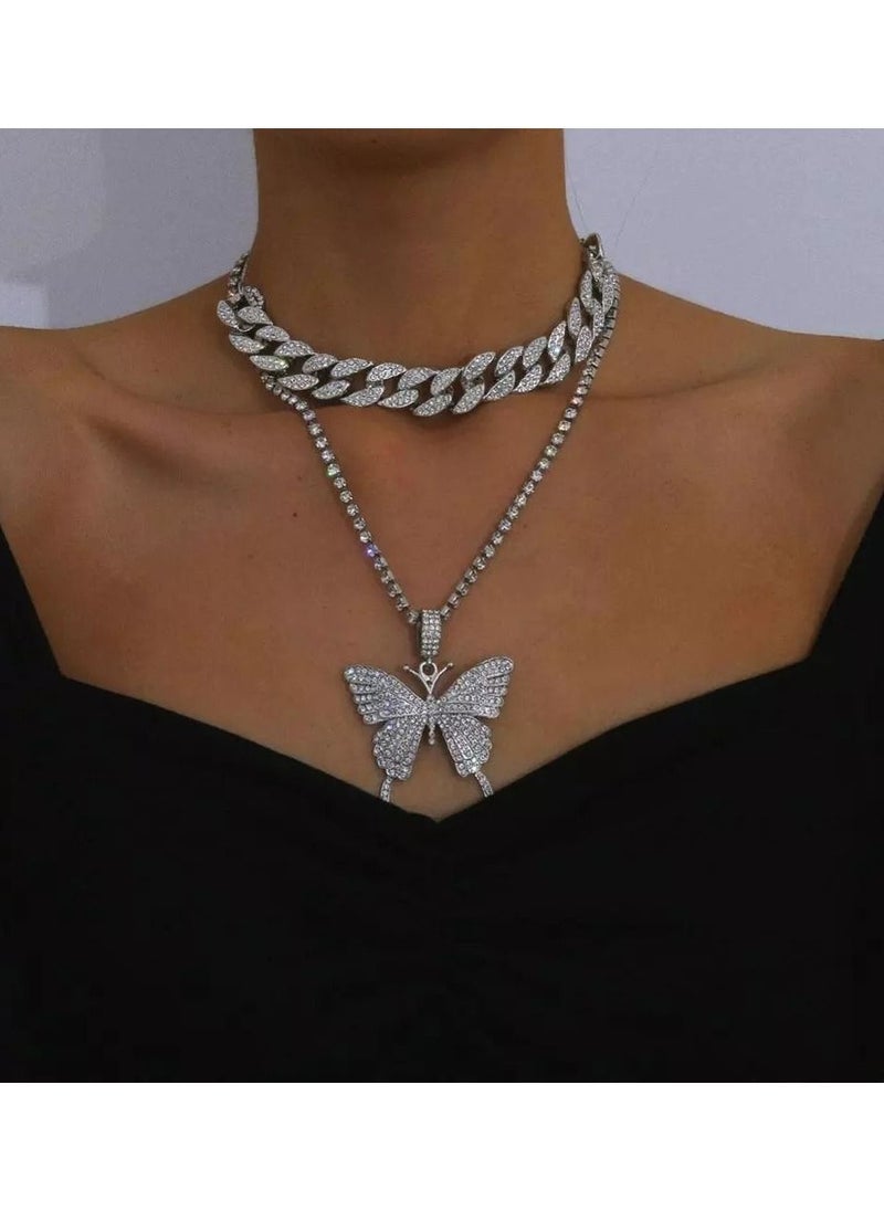 Satinior - Double Layer Large Butterfly Necklace - Image 1