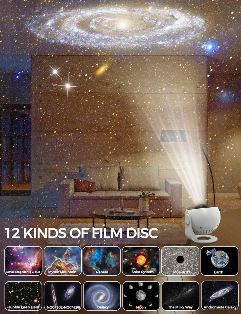 Desidiya® Disc Star Projector for Kids – 3D Galaxy Night Light with 360° Rotation, Adjustable Focus & Timer | USB Powered Night Lamp for Bedroom, Nursery, Home Theater (Corded Electric) - Image 2