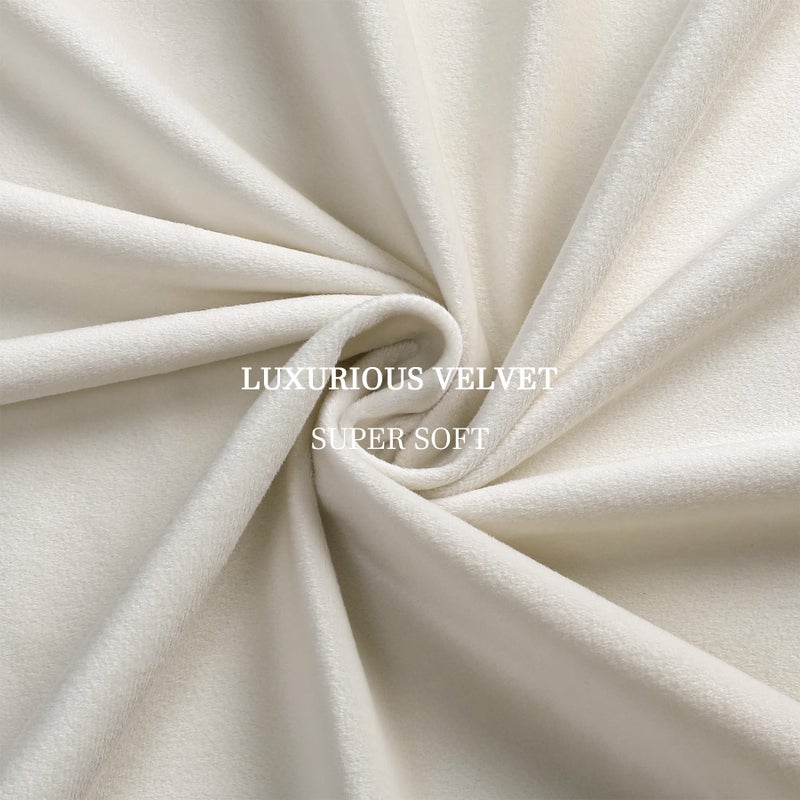 Dchola Ivory White Velvet Curtains for Bedroom Window  Super Soft Vintage Luxury Heavy Drapes  Room Darkening Rod Pocket Curtain for Living Room  W52 by L108 inches  2 Panels - Image 2