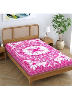 SheetKart SheetKart Country Garden Floral 144 TC 100 Cotton Single Bedsheet Jaipuri Printed Bed Cover Pink  - Image 3