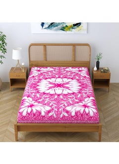 SheetKart SheetKart Country Garden Floral 144 TC 100 Cotton Single Bedsheet Jaipuri Printed Bed Cover Pink  - Image 4