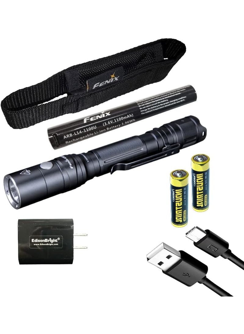 fenix Fenix LD22 V2 800 Lumen Slim LED Tactical Flashlight Rechargeable Battery 2 X AA Batteries with EdisonBright Charging Adapter  - Image 1