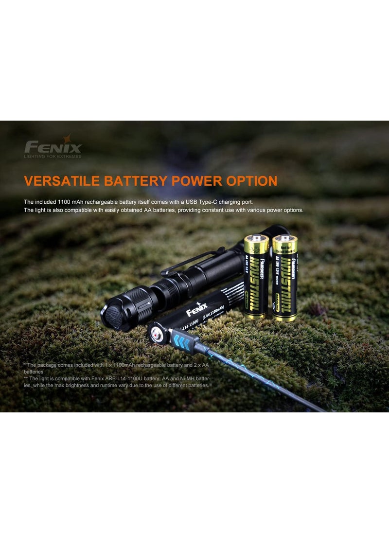 fenix Fenix LD22 V2 800 Lumen Slim LED Tactical Flashlight Rechargeable Battery 2 X AA Batteries with EdisonBright Charging Adapter  - Image 5