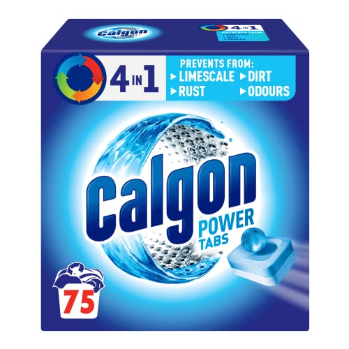 Calgon Calgon 4in1 Washing Machine Cleaner and Water Softener Tablets 75 Count Removes Limescale Residue Dirt Rust Malodours Deep Clean XL Pack Size