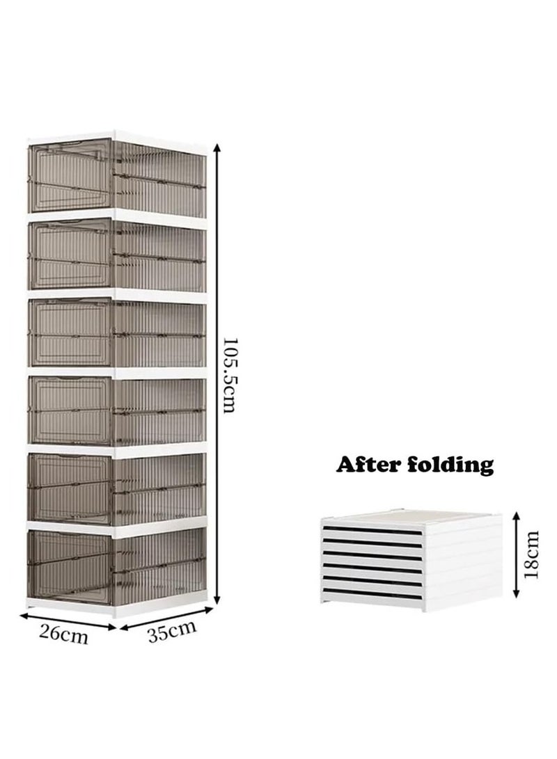 Shoe Organizer Box 6 Layer Foldable Shoe Rack, No Assembly Required, Shoe Organizer Storage Box, All-in-one Universal Shoe Storage Box for Men and Women - Image 4