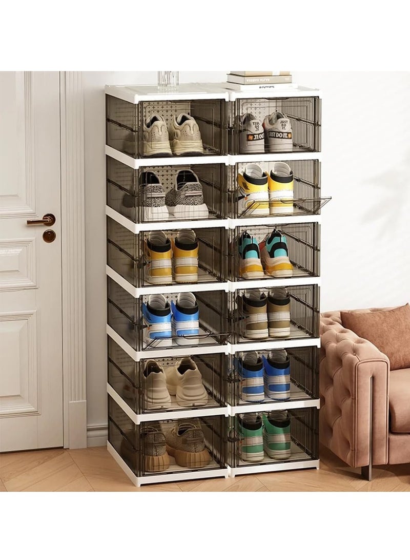 Shoe Organizer Box 6 Layer Foldable Shoe Rack, No Assembly Required, Shoe Organizer Storage Box, All-in-one Universal Shoe Storage Box for Men and Women - Image 3
