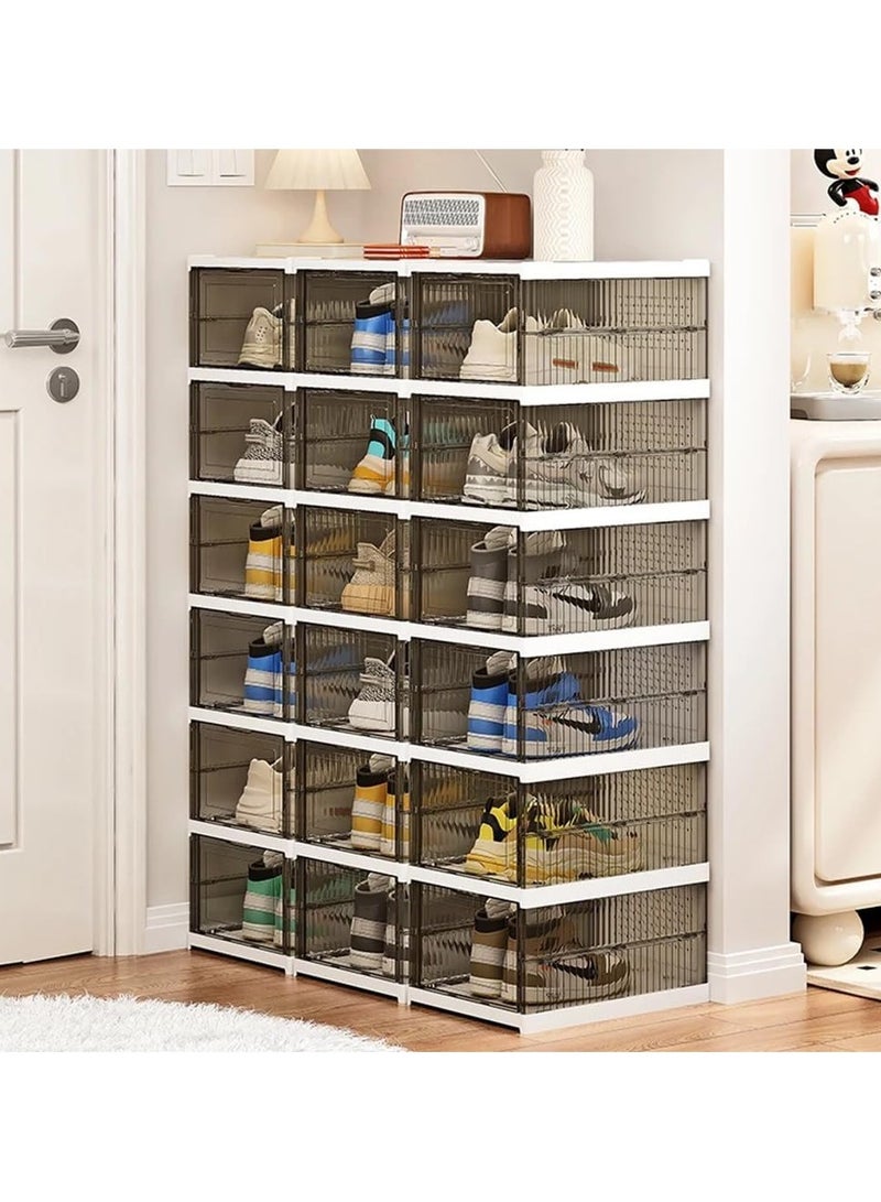 Shoe Organizer Box 6 Layer Foldable Shoe Rack, No Assembly Required, Shoe Organizer Storage Box, All-in-one Universal Shoe Storage Box for Men and Women - Image 5