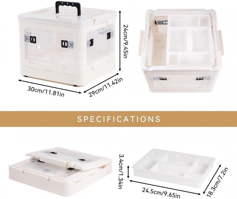 HEY FOLY 22qt Medicine Organizer Storage Box with 4-Side Opening Doors, 2 Tier Foldable Medication Organizer Empty, White Medicine Container Case Stackable First Aid Box for Home Medical Supply Storage - Image 3