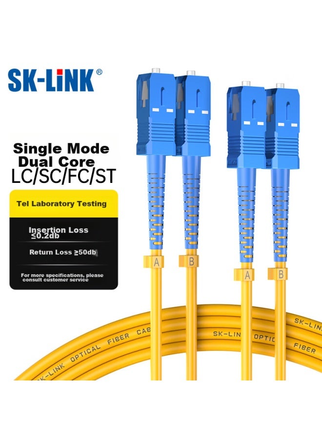 Sk-link Fiber Optic Patch Cable, Sc-sc Telecom-grade Single-mode Dual-core Gigabit 10gbps Upc Fiber Optic Cable, Data Center Transceiver Pigtail, Low Zero Halogen, Sk-txsm 2 Meters - Image 1