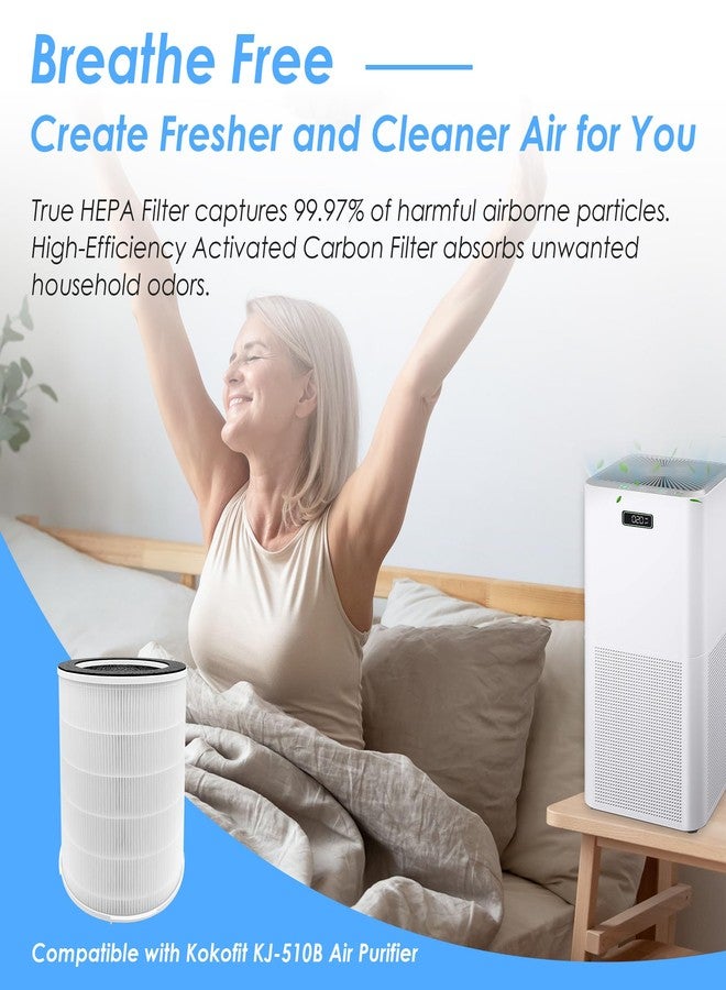 Flintar KJ510B True HEPA Replacement Filter, Compatible with Kokofit KJ-510B Air Purifier, 3-in-1 H13 True HEPA Filter and Activated Carbon Filter, 1-Pack - Image 3