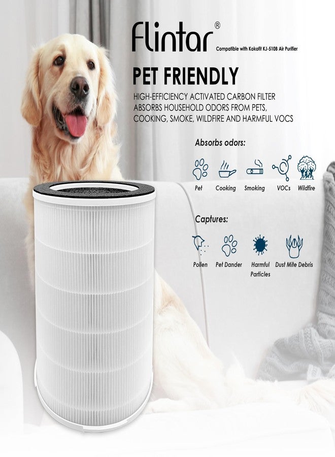 Flintar KJ510B True HEPA Replacement Filter, Compatible with Kokofit KJ-510B Air Purifier, 3-in-1 H13 True HEPA Filter and Activated Carbon Filter, 1-Pack - Image 5
