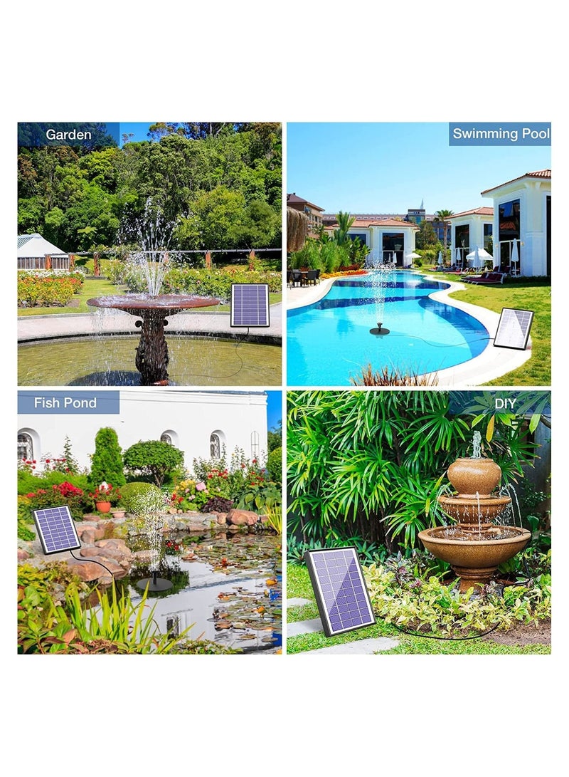 Solar Fountain Pump with Panel, 6.5W Solar Water Pump Floating Fountain Built-in 1500mAh Battery, with 6 Nozzles, for Bird Bath, Fish Tank, Pond Garden Patio Decoration Solar Aerator Pump - Image 3