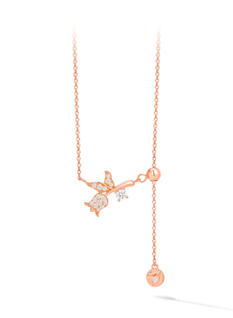 AWNL Women's Silver Necklace with CZ Diamonds, Rose Gold Plating Lily of the Valley Pendant Gift for Wife Girlfriend - Image 3