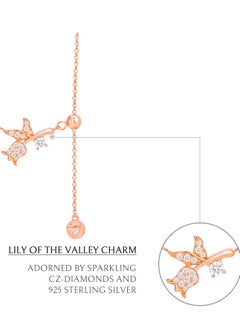 AWNL Women's Silver Necklace with CZ Diamonds, Rose Gold Plating Lily of the Valley Pendant Gift for Wife Girlfriend  - Image 4
