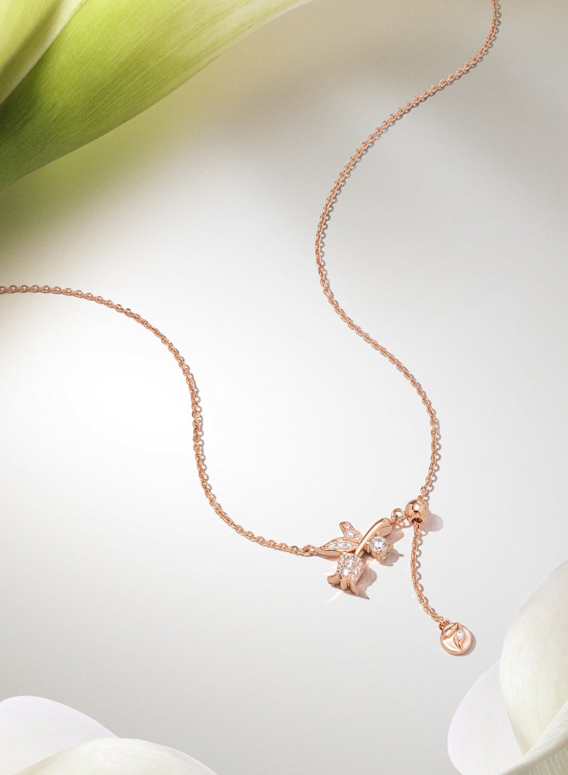 AWNL Women's Silver Necklace with CZ Diamonds, Rose Gold Plating Lily of the Valley Pendant Gift for Wife Girlfriend - Image 2