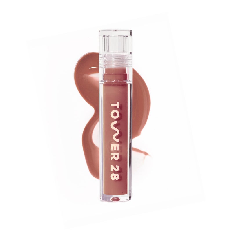 Tower 28 ShineOn Milky Lip Jelly CASHEW NonSticky Hydrating Vegan Lip Gloss in Milky Rosy Brown Apricot and Raspberry Seed Oil Moisturizing Clean Cruelty Free