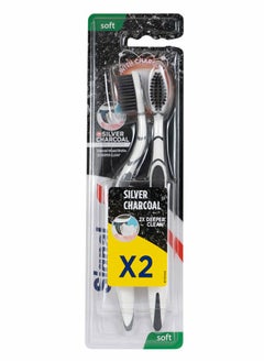 Signal Signal Silver Charcoal Toothbrush Soft Multicolour 2 Pieces 
