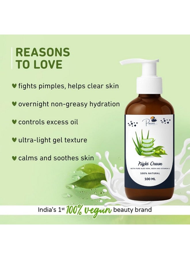 Paruu Aloe Vera & Neem Night Cream 300ml | Anti-Acne, Skin Healing & Hydrating Night Repair Cream | Natural Glow & Pore Tightening | For Oily, Dry & Acne-Prone Skin - Image 2