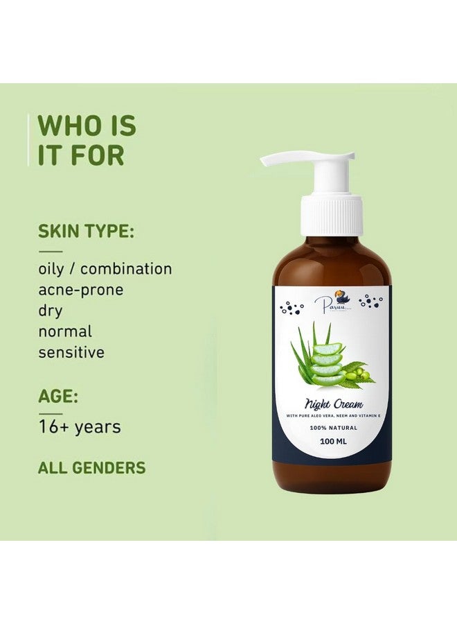 Paruu Aloe Vera & Neem Night Cream 300ml | Anti-Acne, Skin Healing & Hydrating Night Repair Cream | Natural Glow & Pore Tightening | For Oily, Dry & Acne-Prone Skin - Image 3