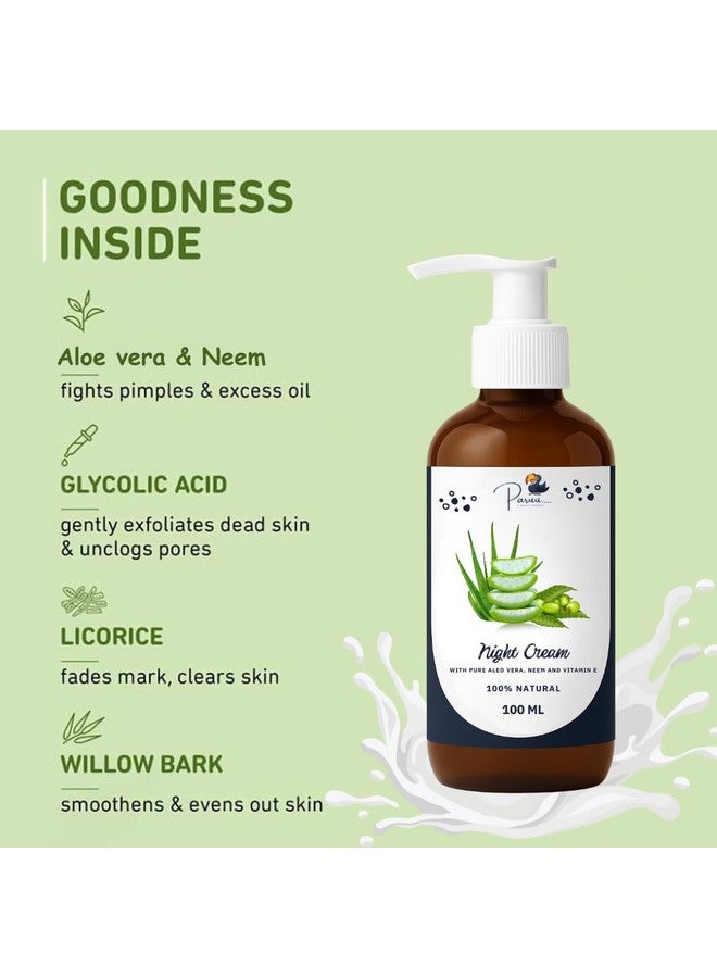 Paruu Aloe Vera & Neem Night Cream 300ml | Anti-Acne, Skin Healing & Hydrating Night Repair Cream | Natural Glow & Pore Tightening | For Oily, Dry & Acne-Prone Skin - Image 4