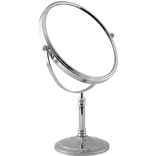 Siby Makeup Mirror For Women | 360 Rotating Double Sided Tabletop Cosmetic Mirror With 1X & 5X Magnification | Bathroom Shaving Mirror With Stand - Glass, Oval - Image 1