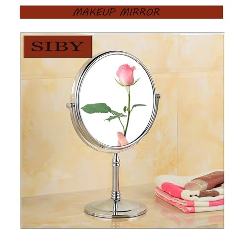 Siby Makeup Mirror For Women | 360 Rotating Double Sided Tabletop Cosmetic Mirror With 1X & 5X Magnification | Bathroom Shaving Mirror With Stand - Glass, Oval - Image 5