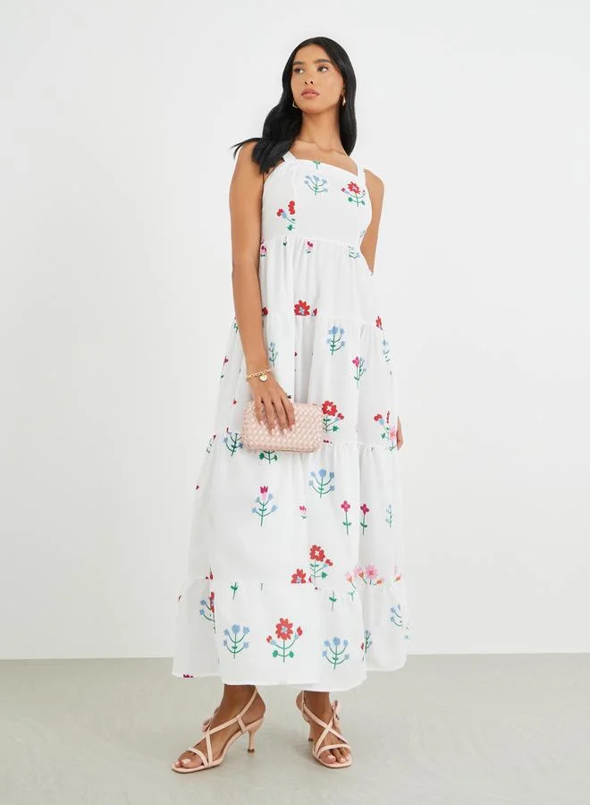 Take Two Take Two Floral Print Strappy A-Line Tiered Maxi Dress