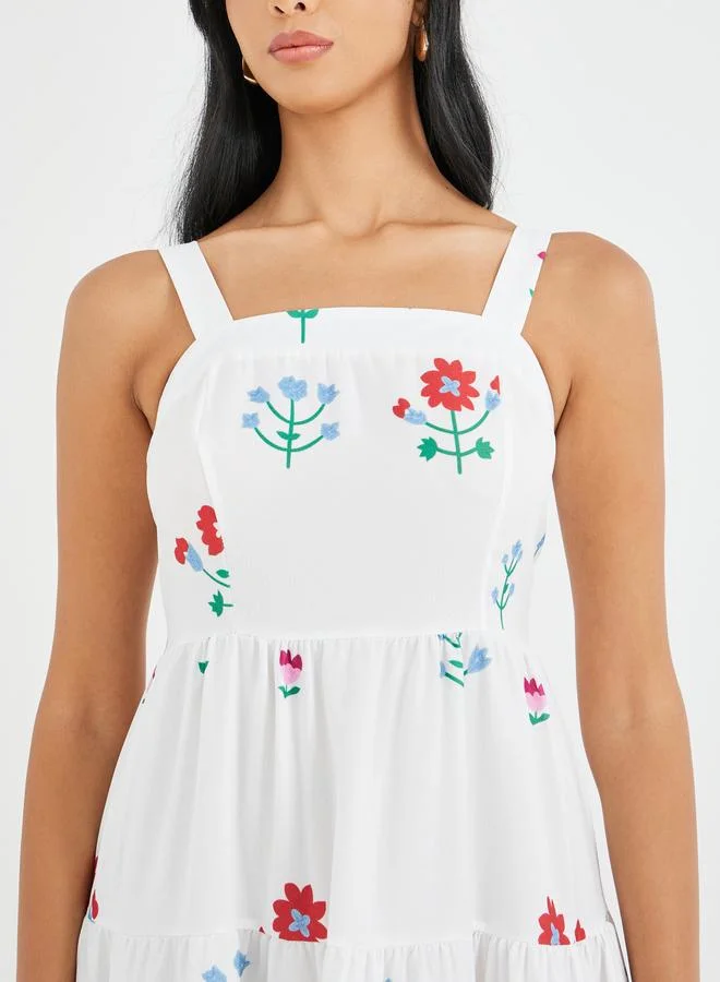 Take Two Take Two Floral Print Strappy A-Line Tiered Maxi Dress