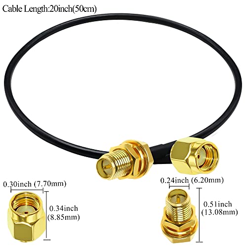 TUOLNK RP SMA Cable RG58 Reverse Polarity SMA Female to Male Extension Cable SMA Cable 50ohm for RF Radio WiFi Antenna GPS Low Loss Antenna Coax Cable… (1.64ft) - Image 3
